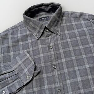 Proper Cloth Men's Large Blue Plaid Button Up Shirt Long Sleeve Slim‎ Fit